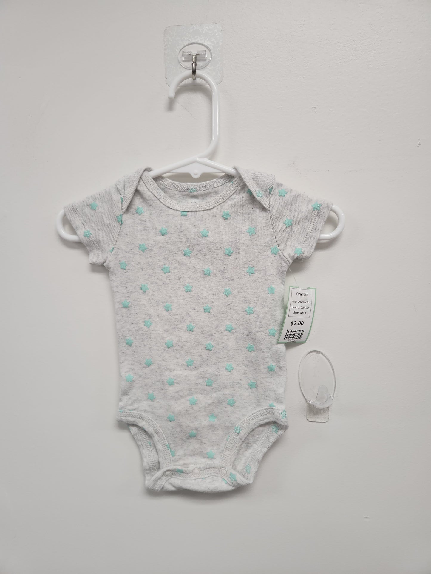 Grey/Blue Star Carters Onesie, NB B
