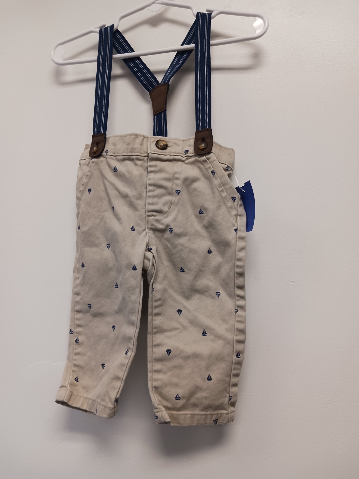 Brown just one you Sailboat Pants w/suspenders, 6M B