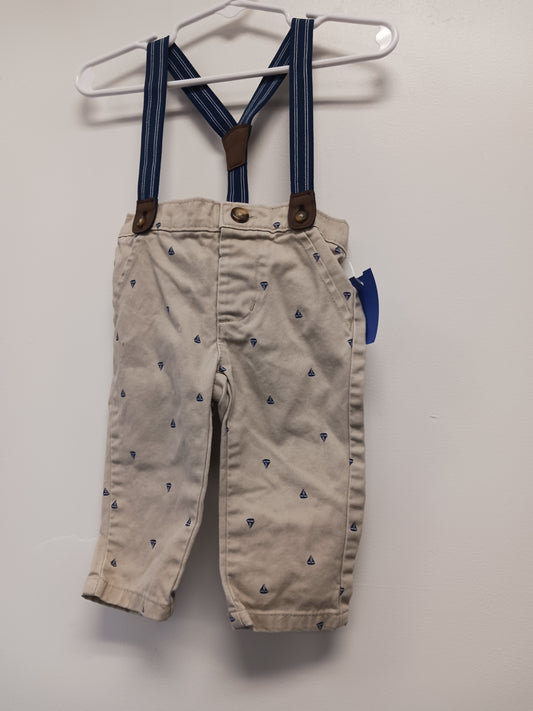 Brown just one you Sailboat Pants w/suspenders, 6M B