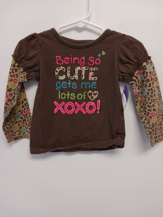 Brown Okie Dokie LS Being So Cute Tshirt, 18M G