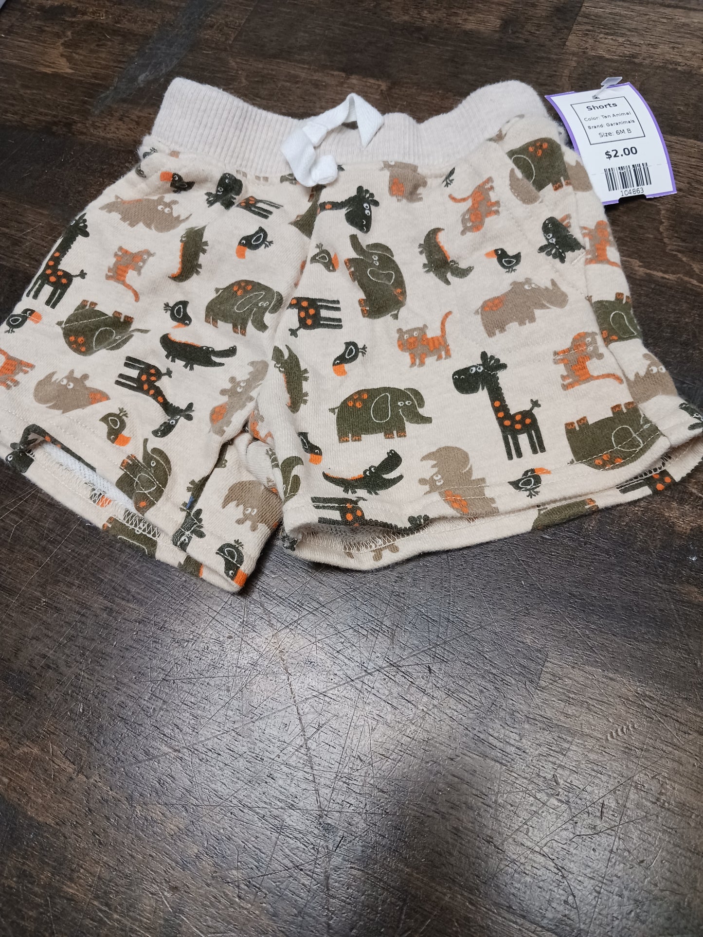 Tan Animal Garanimals Shorts, 6M B