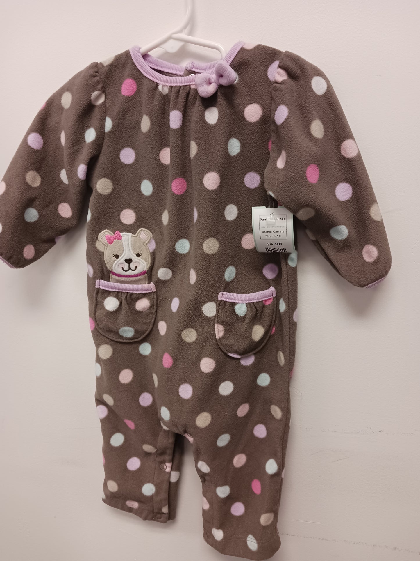 Brown/Pink Polka Dot Carters Pant One Piece, 6M G
