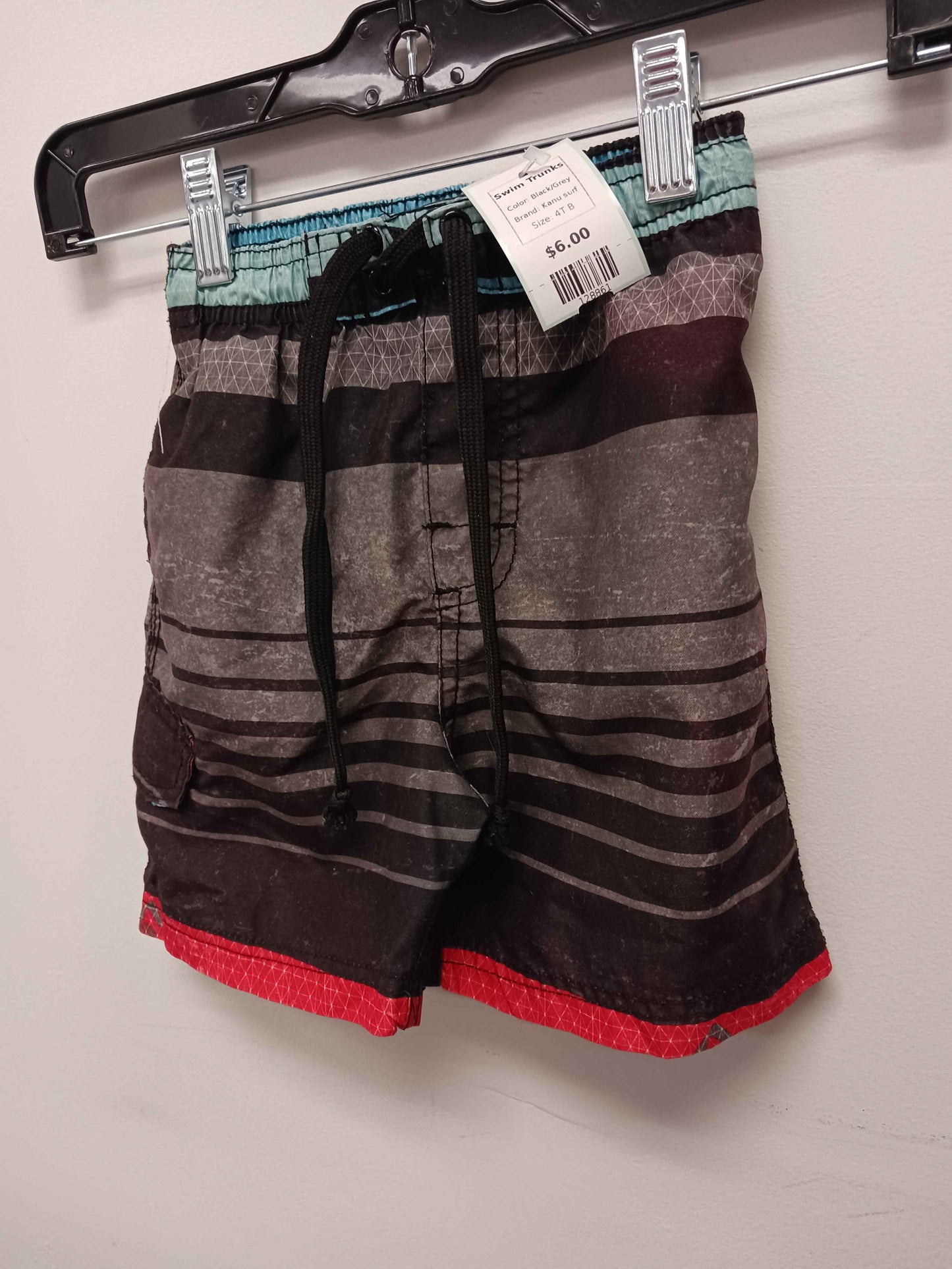 Black/Grey Kanu surf Swim Trunks, 4T B