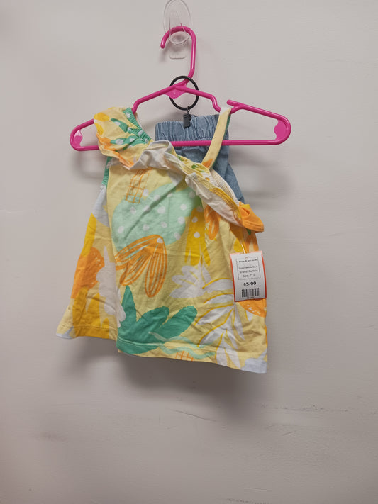 yellow/blue Carters 2 Piece flower outfit, 2T G