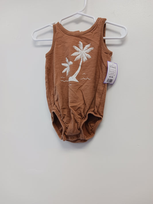 Brown Palm Tree Little Co. Tank Top Onesie, 6M B