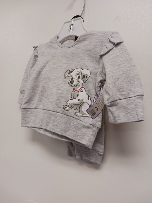 grey Disney 2 Piece Dalmation Outfit  0/3m, NB G