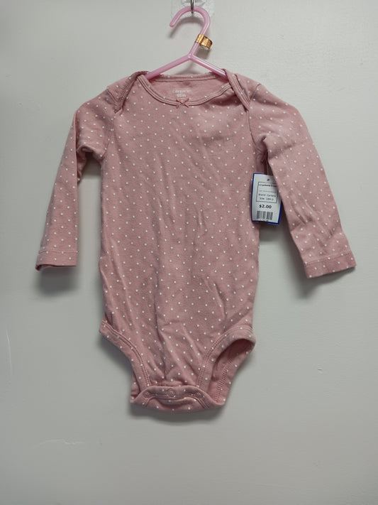 Pink/White Polka Dot Carters Longsleeve Onesie, 18M G