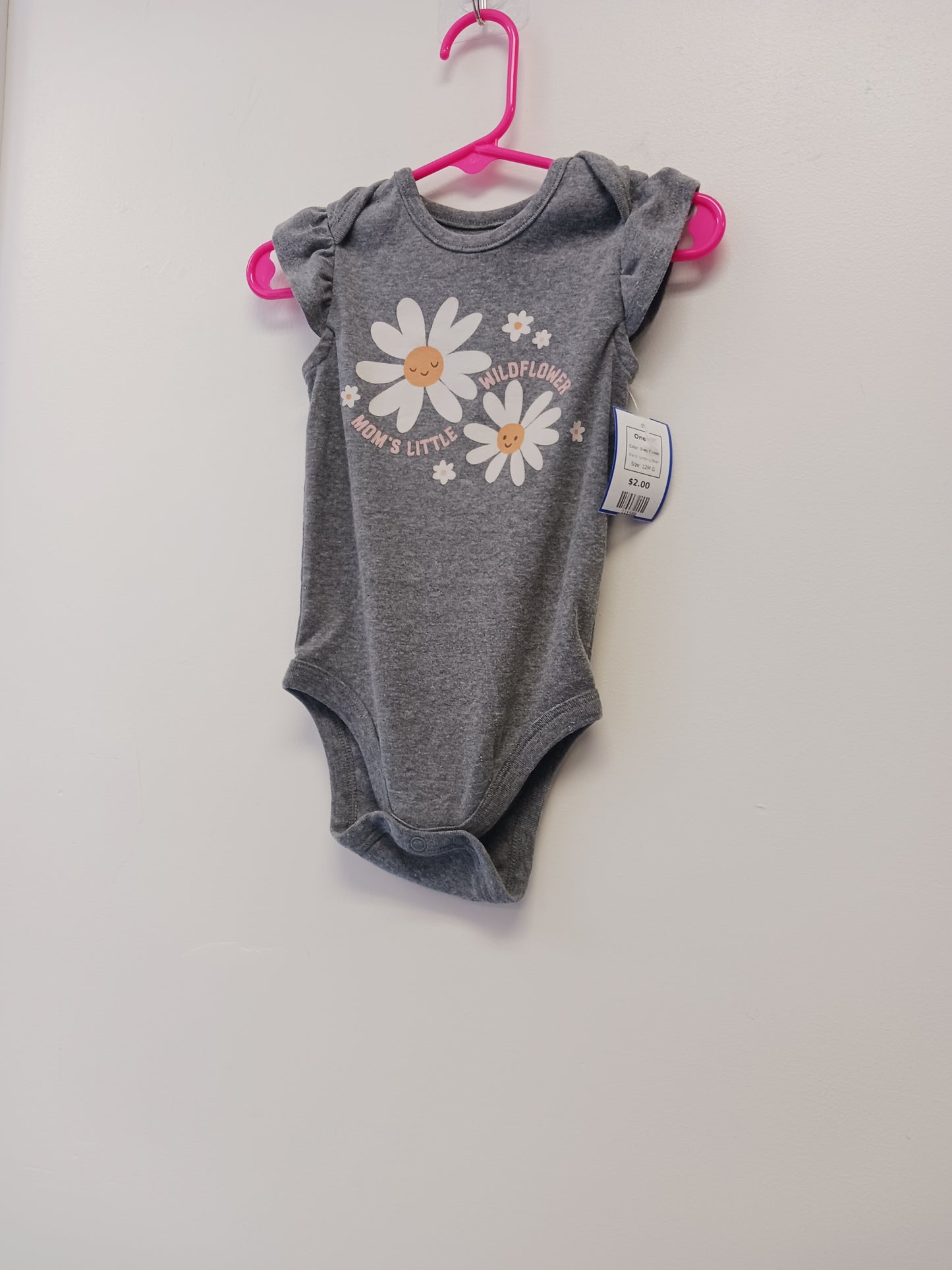 Grey Flower Jumping Bean Onesie, 12M G