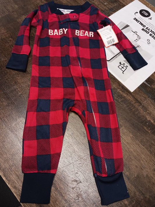 Red/Black Plaid Dearforms Baby Bear Sleeper, 6-9M B