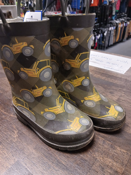 Grey/Yellow Construction Western Chief Rain Boots, 7 B