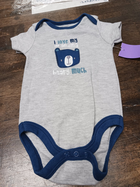 Grey/Blue Bear Baby Gear Onesie, 3M B