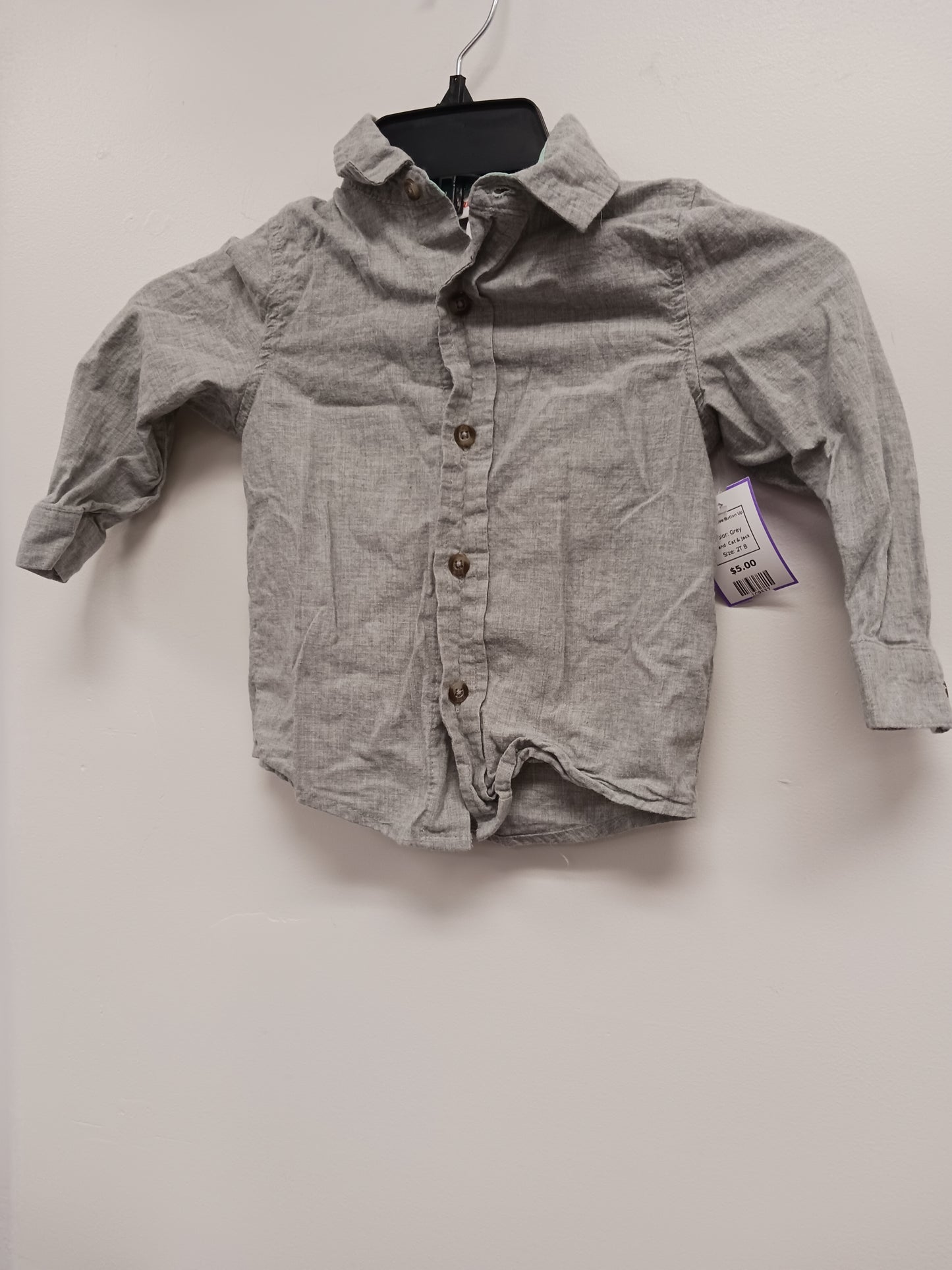 Grey Cat & Jack Longsleeve Button Up, 2T B