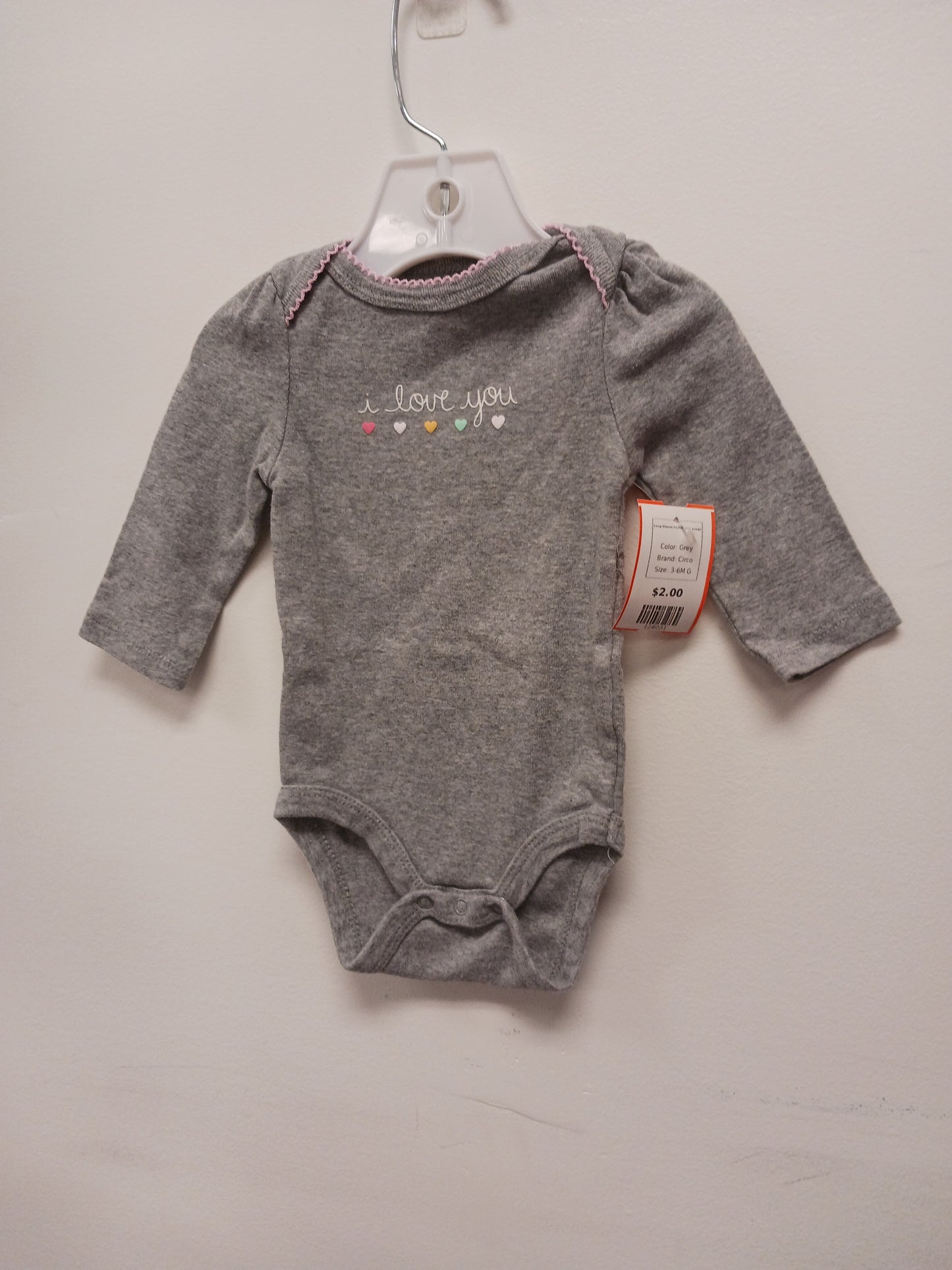 Grey Circo Long Sleeve I LOVE YOU onesie, 3-6M G