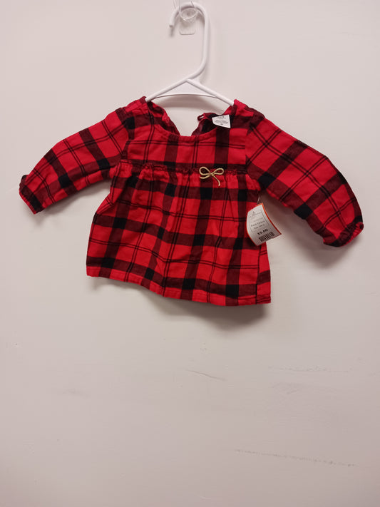 Red/Black Plaid Carters Long Sleeve Plaid Shirt, 6M G