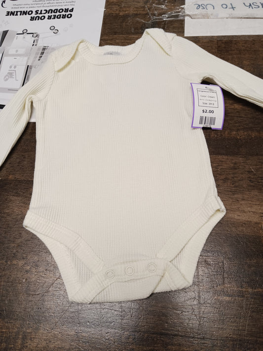 Cream Little Beginnings Longsleeve Onesie, 3M B