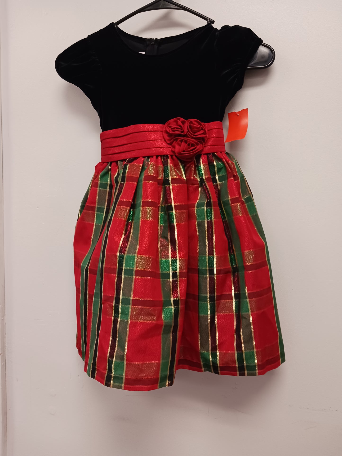 Black/Red/Green Plaid Bonnie Jean Holiday Dress, 5T G