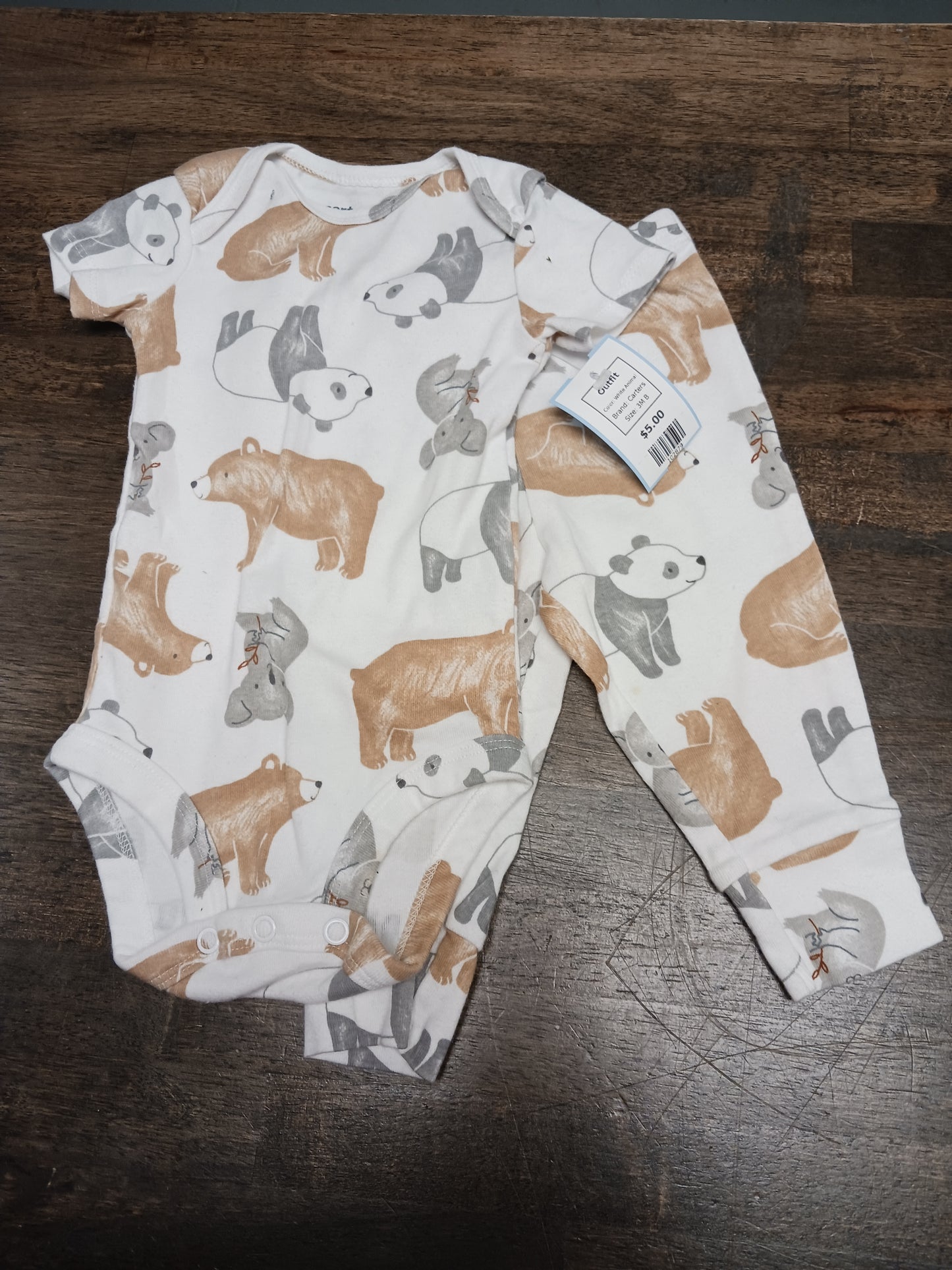 White Animal Carters Outfit, 3M B