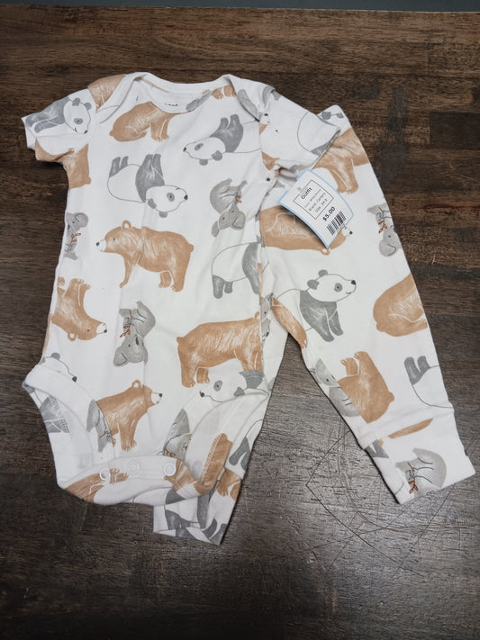 White Animal Carters Outfit, 3M B