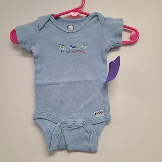 blue Gerber 1 2 3 Scooters Onesie 0-3m, NB B
