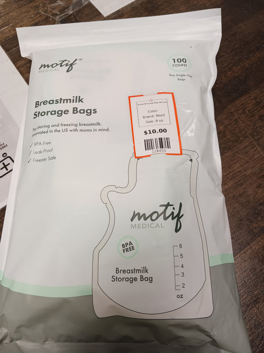 Motif Breastmilk Storage Bags 100 count, 8 oz