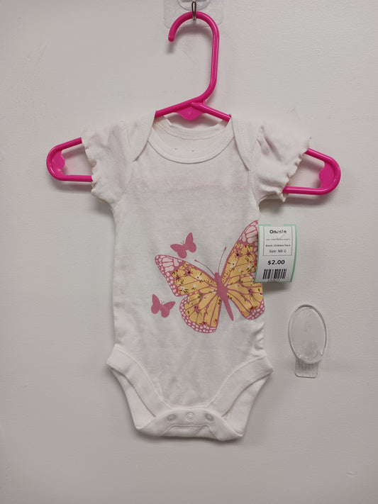 White/Pink/Yellow Butterfly Childrens Place Onesie, NB G