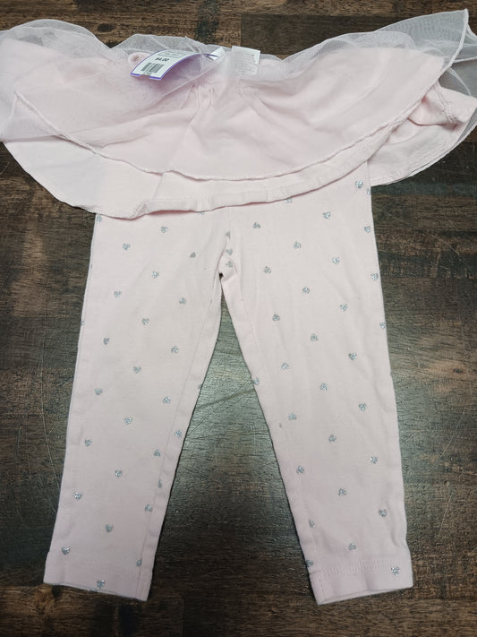 Pink/Silver Heart Carters Skirted Pants, 18M G