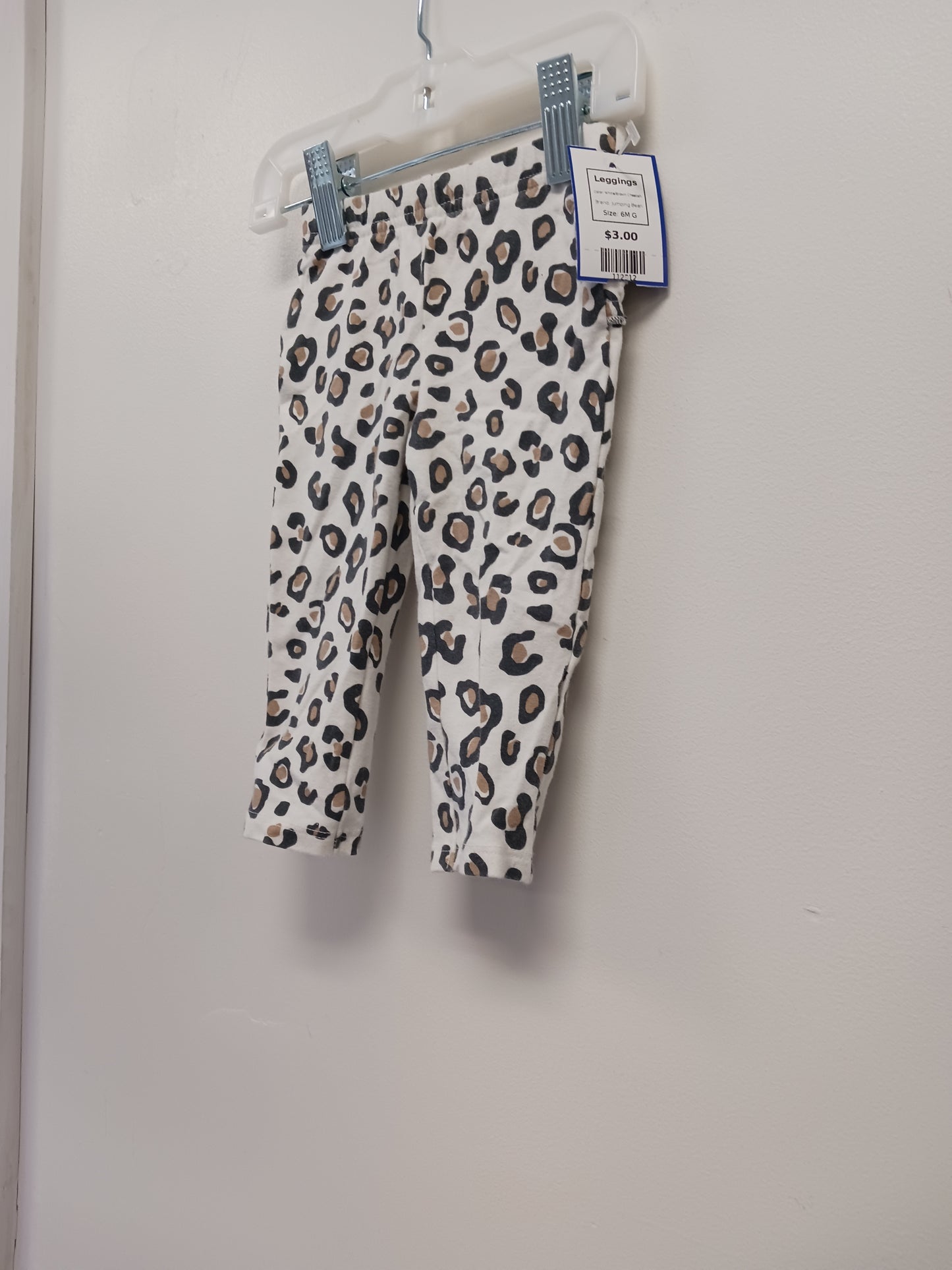White/Brown Cheetah Jumping Bean Leggings, 6M G