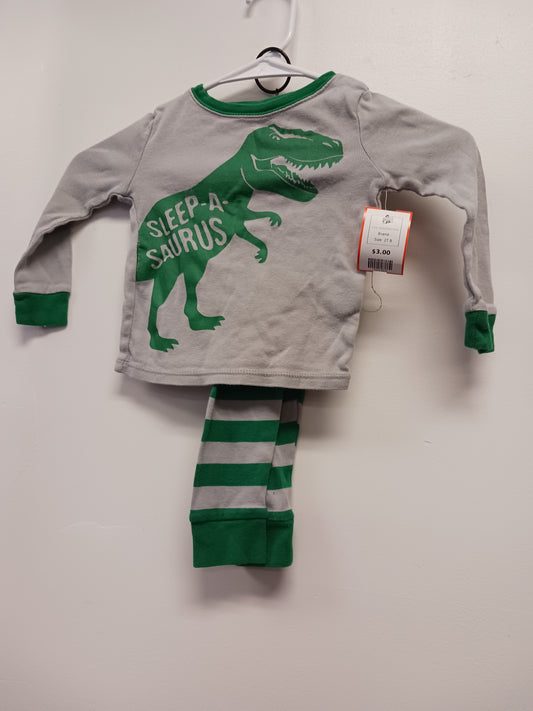 Grey/Green Dino  Pjs, 2T B