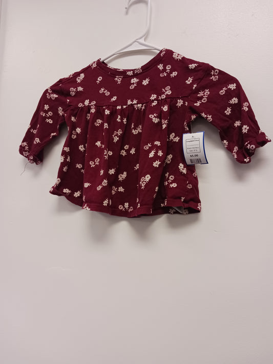 Burgandy/White Flower Old Navy Longsleeve Shirt, 2T G