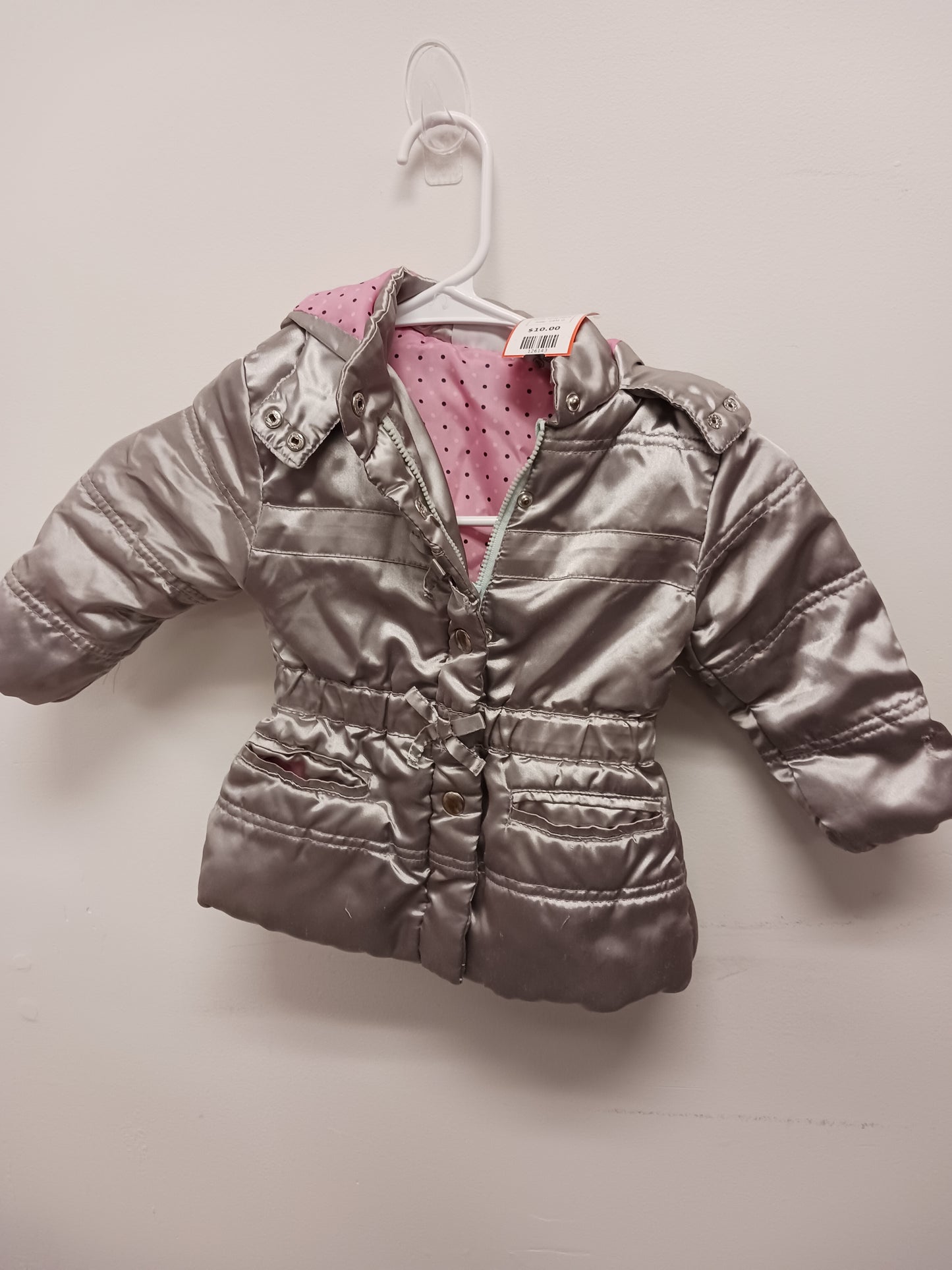 Silver/Pink Young Hearts Coat, 24M G
