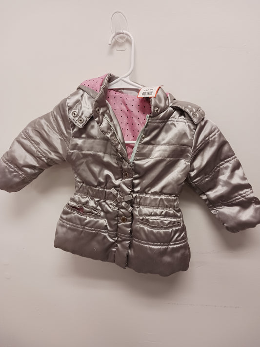 Silver/Pink Young Hearts Coat, 24M G