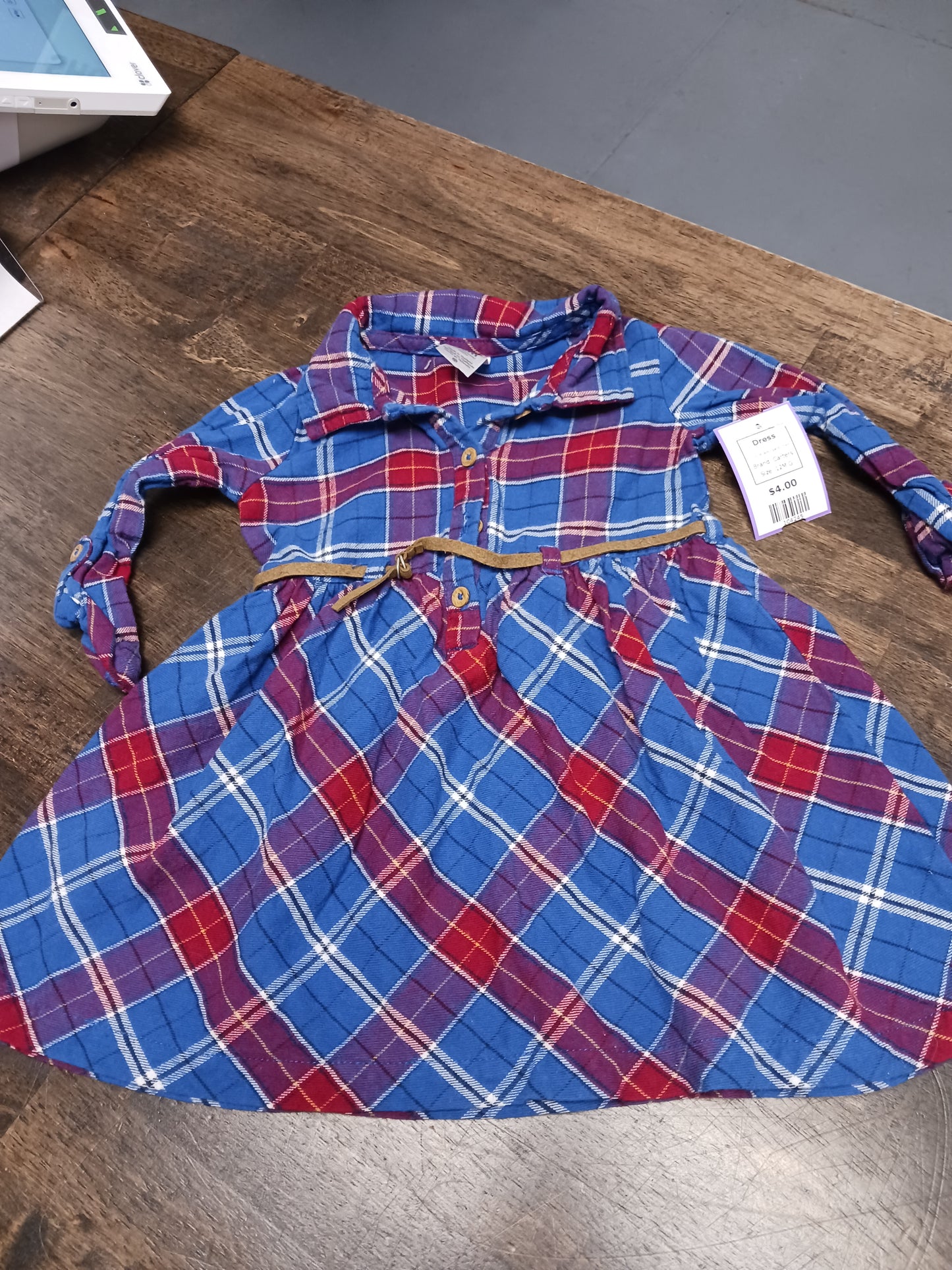 Blue/Burgandy Plaid Carters Dress, 12M G