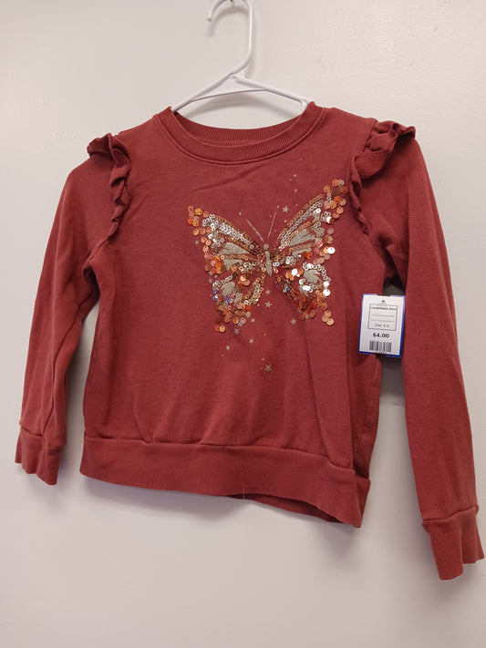 Brown/Gold Sequin Butterfly Jumping Bean Longsleeve Shirt, 6 G