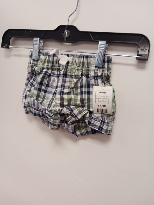 Green/Navy Plaid Carters Shorts, 3M B