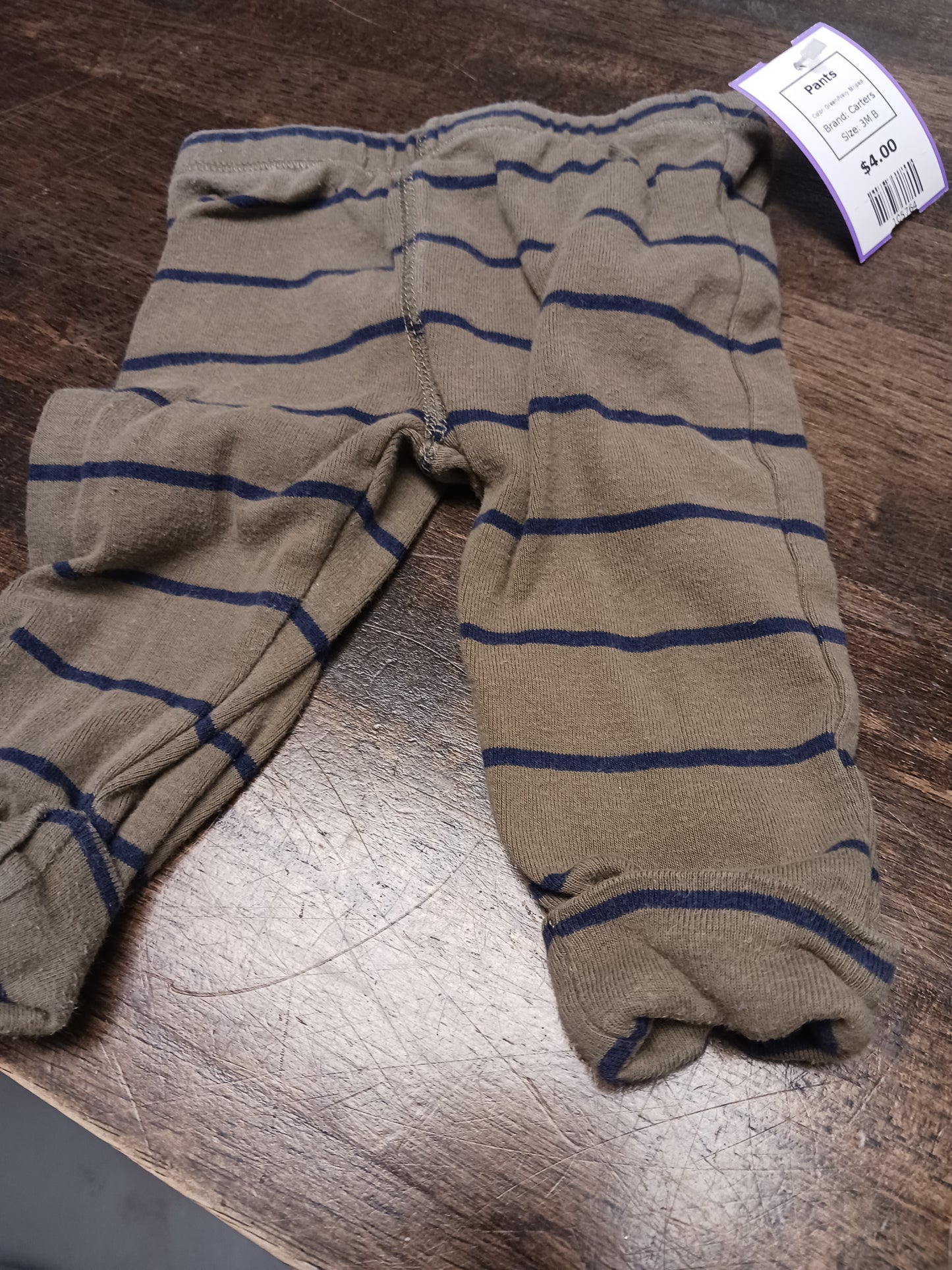 Green/Navy Striped Carters Pants, 3M B
