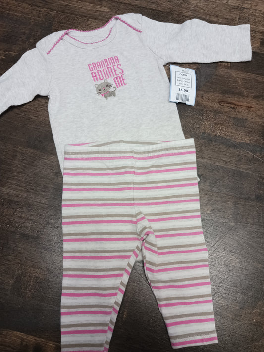 Grey/Pink Carters Outfit, 3M G