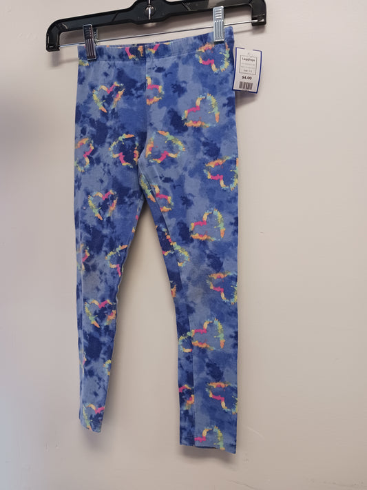 Blue/Colorful Heart Childrens Place Leggings, 7 G