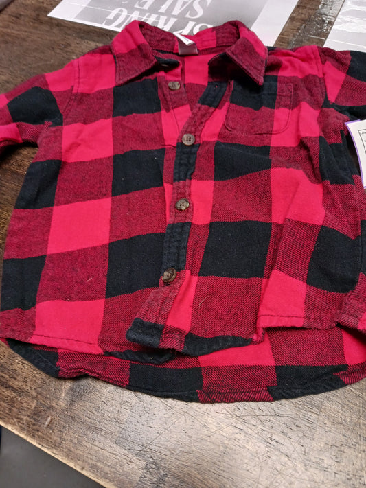 Red/Black Plaid Old Navy Longsleeve Button Up, 18M B