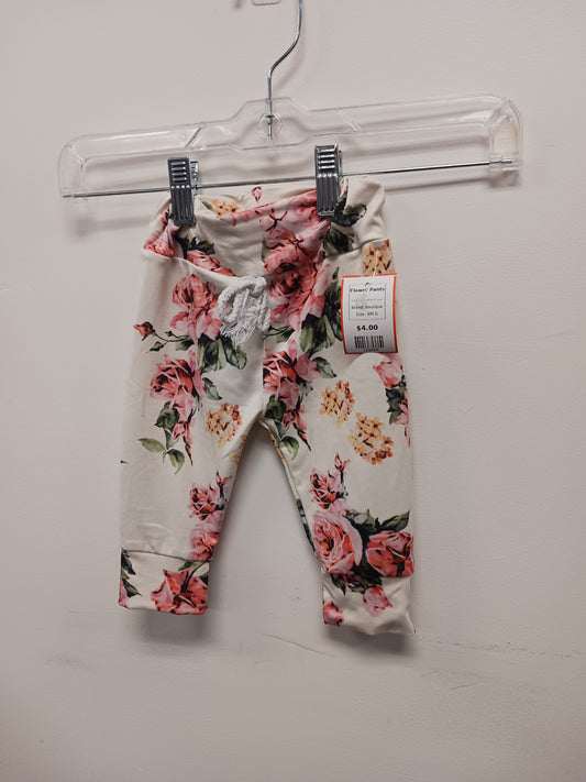 White/Pink Flower Boutique Flower Pants, 6M G