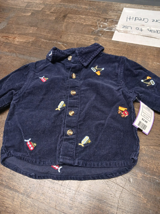 Navy Construction B.t Kids Longsleeve Button Up, 6M B