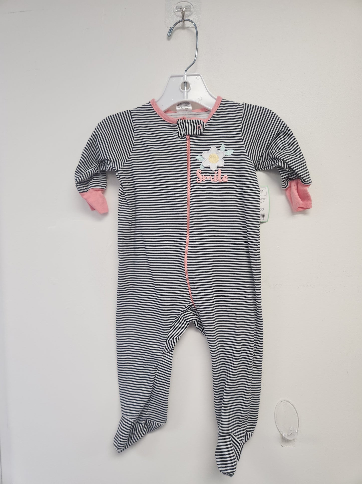 Black/White/Pink Striped Gerber Sleeper, 3M G