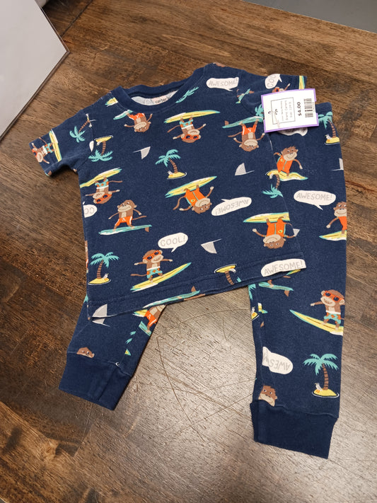 Navy Monkey Carters Pjs, 12M B