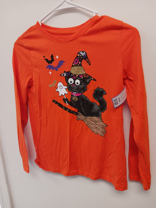 orange Celebrate Halloween Cat Tshirt 10/12, 10 G