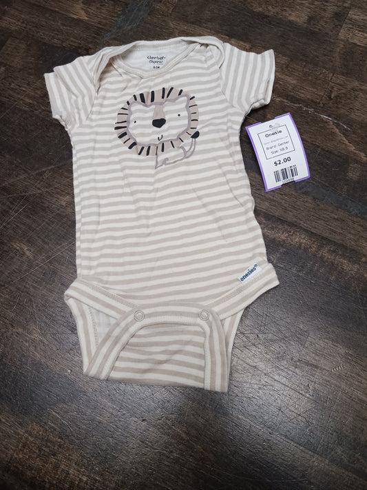 Grey/White Lion Gerber Onesie, NB B