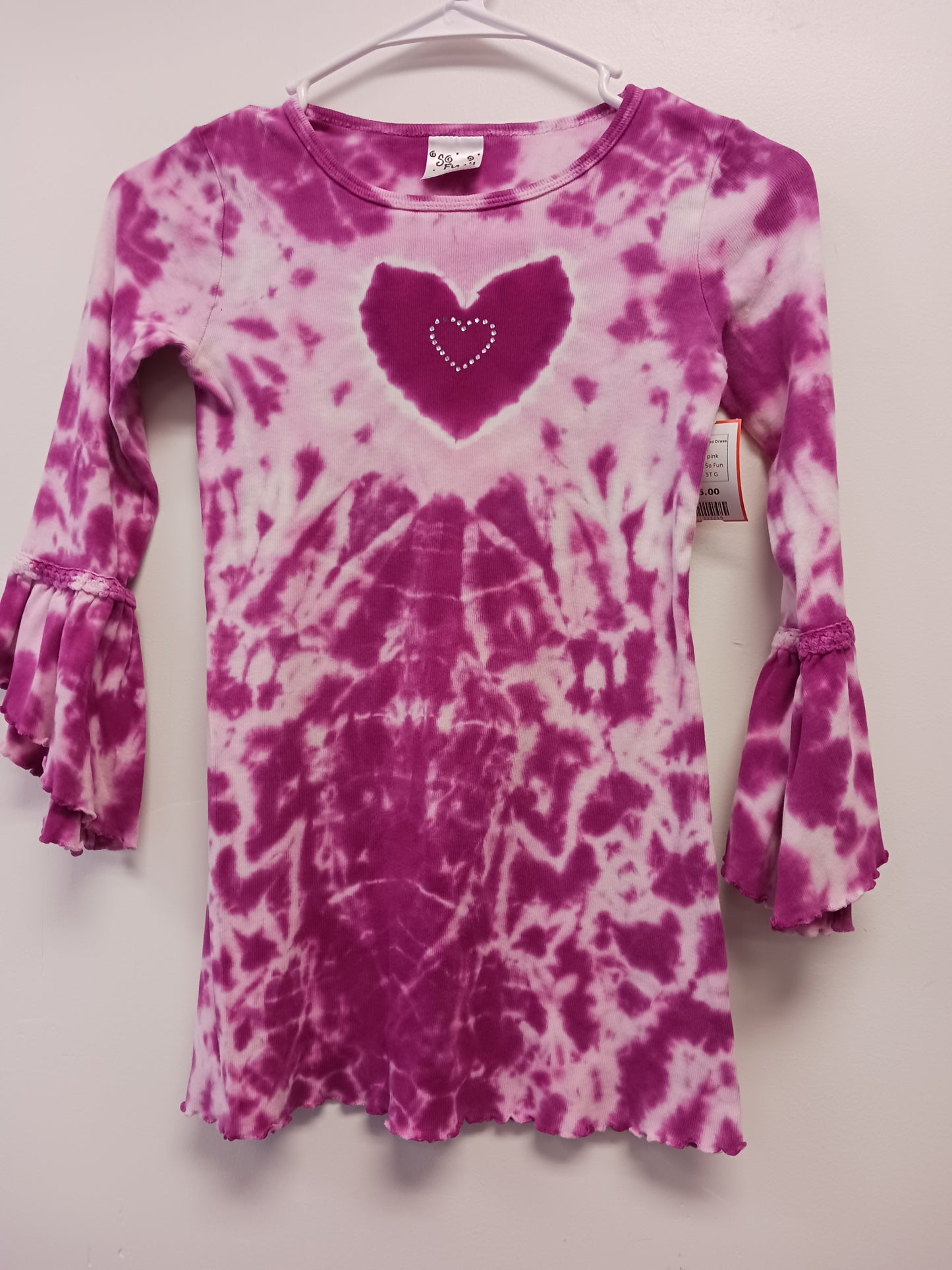 pink So Fun Heart Tye Dyed Dress, 5T G