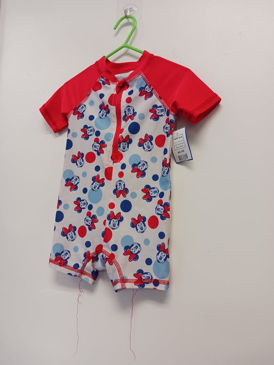 White/Red Minnie Disney Baby Swim Suit, 12M G