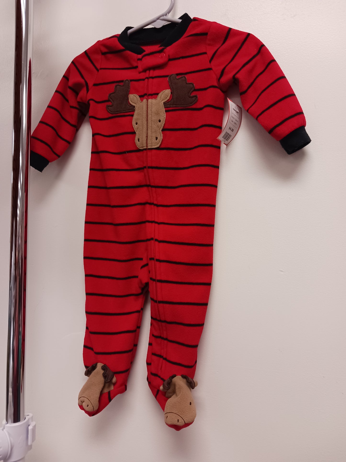 Red/Black Moose Carters Sleeper, 3-6M B