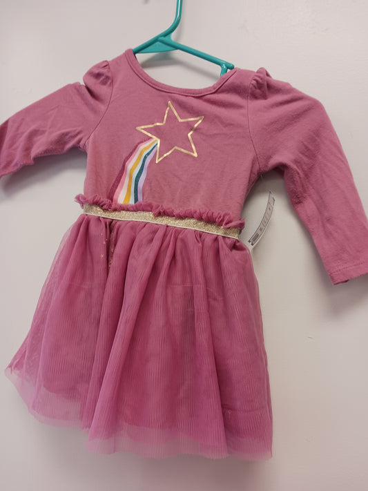 Pink/Gold Star/Rainbow Cat & Jack Dress, 18M G