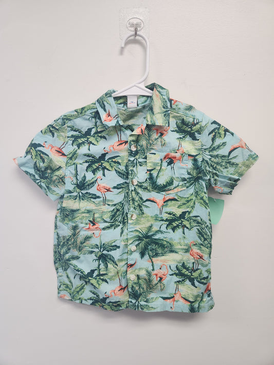 Blue/Green Leaf/Flamingo Old Navy Button Up, 5T B