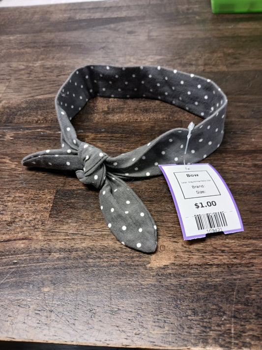 Grey/White Polka Dot  Bow